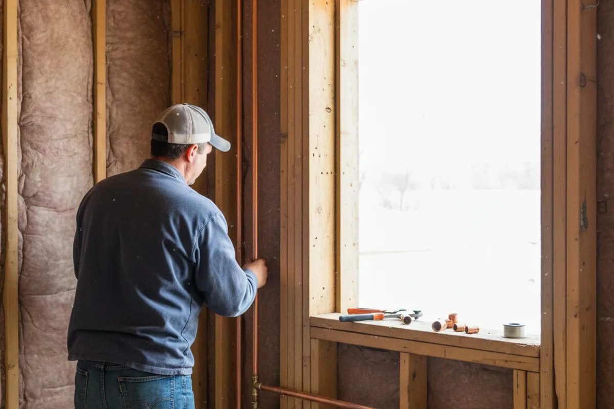 Licensed plumber running new copper supply lines in a Michie home
