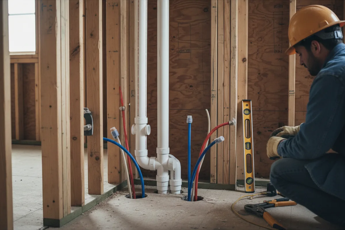 Drain and supply rough-in during Drain Cleaning in Michie
