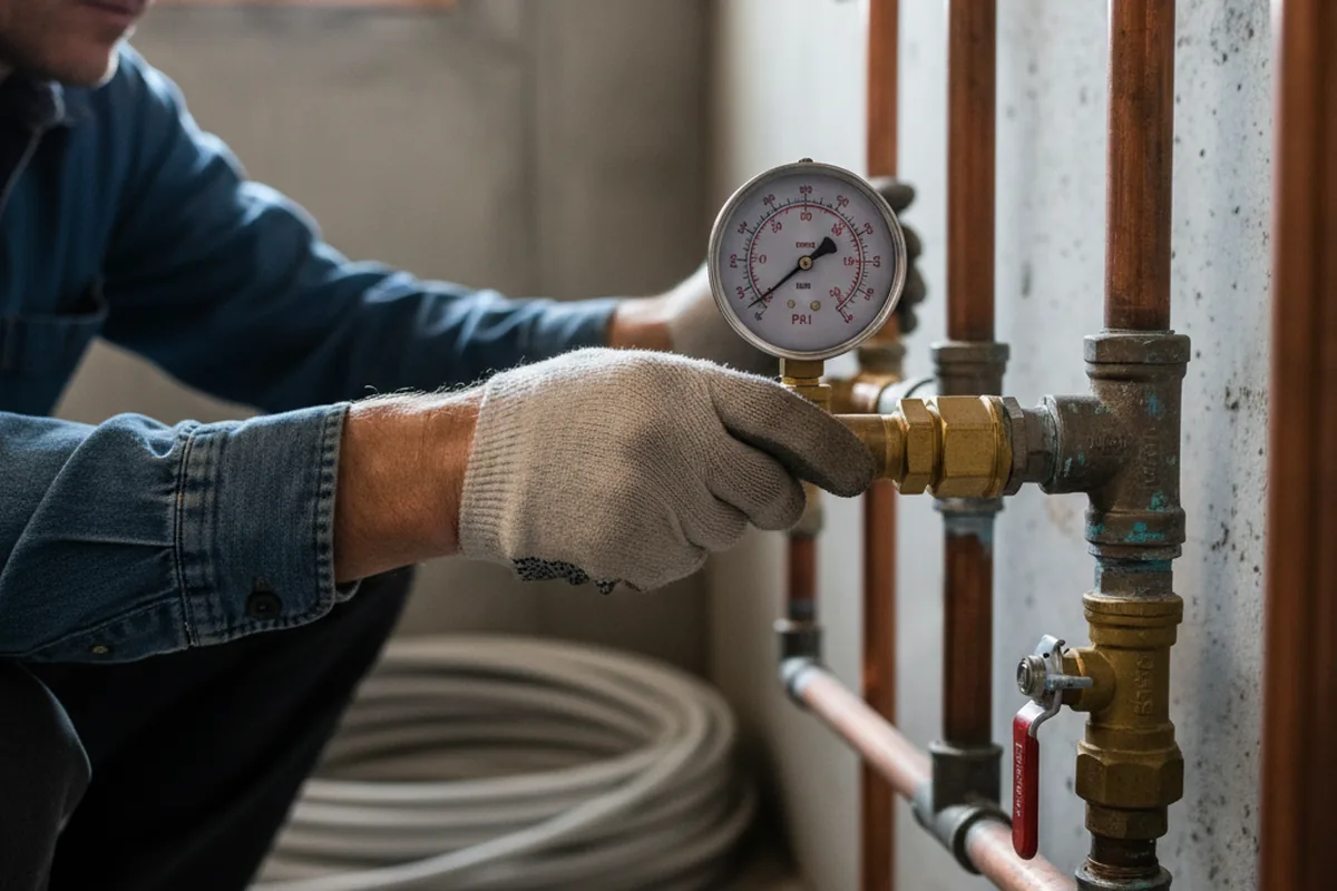 Pressure testing a repaired line during Water Line Repair in Michie